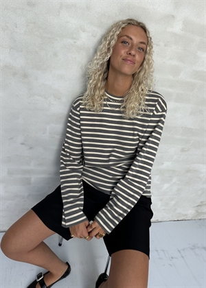 Nete stripe bluse Grey Melange/Offwhite Boii Studios 